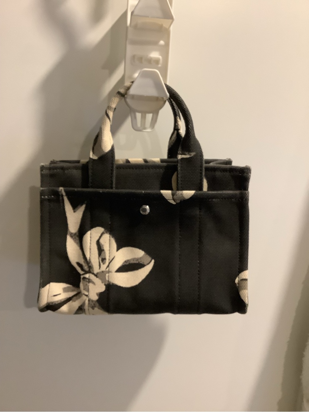 Coach Black and Cream Floral Canvas Mini Tote - Picture 2 of 12
